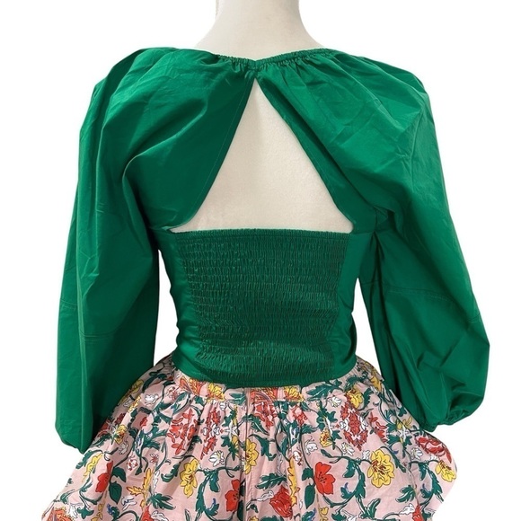 Buru Teagan Floral Print Tiered Ruffle Midi Pocketed A-Line Skirt and Top Set XS - Picture 10 of 16